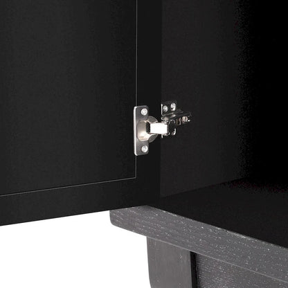 Sideboard with Glass Doors, 3 Door Mirrored Buffet Cabinet with Silver Handle - N/A