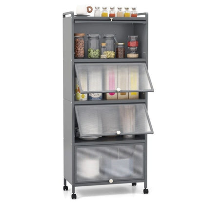 5-Tier Kitchen Baker's Rack with Flip-up PC Doors - 23.5 x 12.5 x 60.5 (L x W x H)