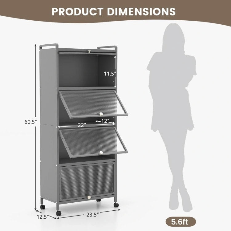 5-Tier Kitchen Baker's Rack with Flip-up PC Doors - 23.5 x 12.5 x 60.5 (L x W x H)