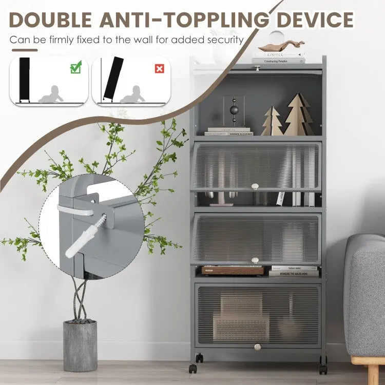 5-Tier Kitchen Baker's Rack with Flip-up PC Doors - 23.5 x 12.5 x 60.5 (L x W x H)