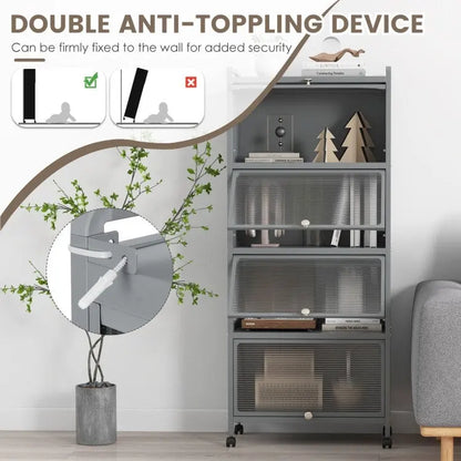 5-Tier Kitchen Baker's Rack with Flip-up PC Doors - 23.5 x 12.5 x 60.5 (L x W x H)