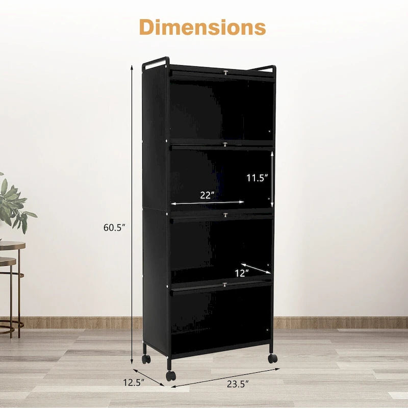 5-Tier Kitchen Baker's Rack with Flip-up PC Doors - 23.5 x 12.5 x 60.5 (L x W x H)