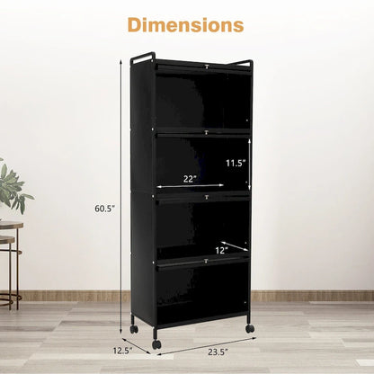 5-Tier Kitchen Baker's Rack with Flip-up PC Doors - 23.5 x 12.5 x 60.5 (L x W x H)