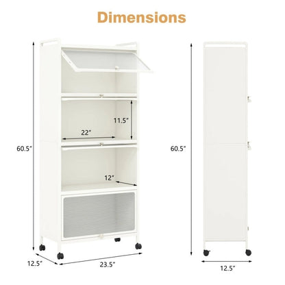 5-Tier Kitchen Baker's Rack with Flip-up PC Doors - 23.5 x 12.5 x 60.5 (L x W x H)