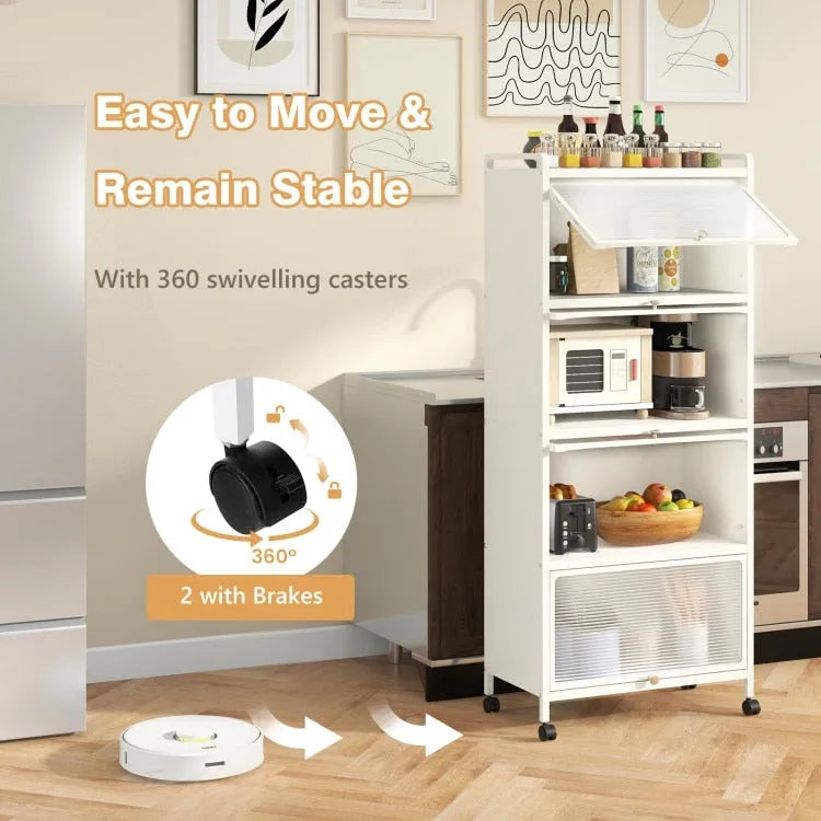 5-Tier Kitchen Baker's Rack with Flip-up PC Doors - 23.5 x 12.5 x 60.5 (L x W x H)