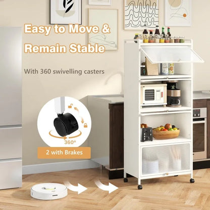 5-Tier Kitchen Baker's Rack with Flip-up PC Doors - 23.5 x 12.5 x 60.5 (L x W x H)