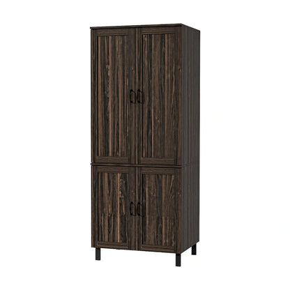 Dark Wood Grain Storage Cabinet Multi-functional Buffet Sideboard - 31.5Wx78.7Hx23.6D