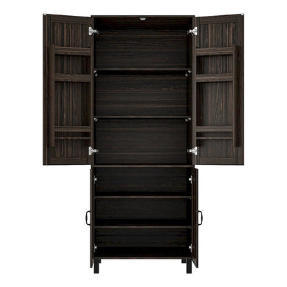 Dark Wood Grain Storage Cabinet Multi-functional Buffet Sideboard - 31.5Wx78.7Hx23.6D