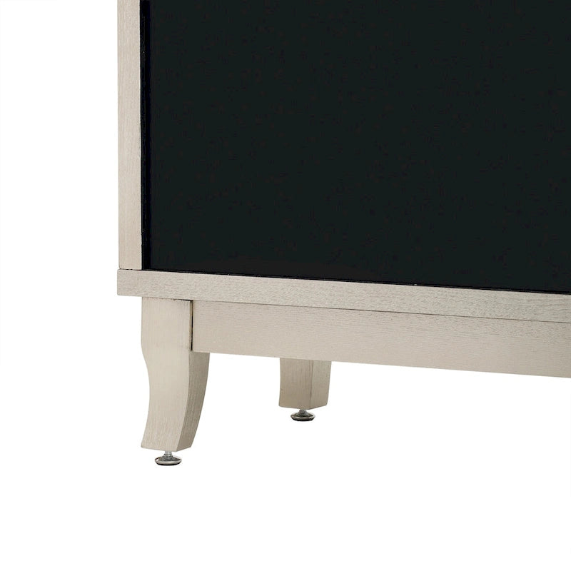 3 Door Mirrored Buffet Cabinet with Silver Handle - N/A