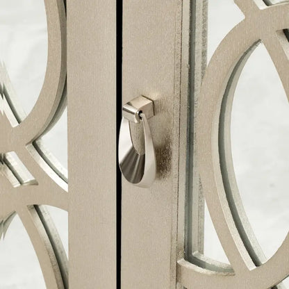 3 Door Mirrored Buffet Cabinet with Silver Handle - N/A