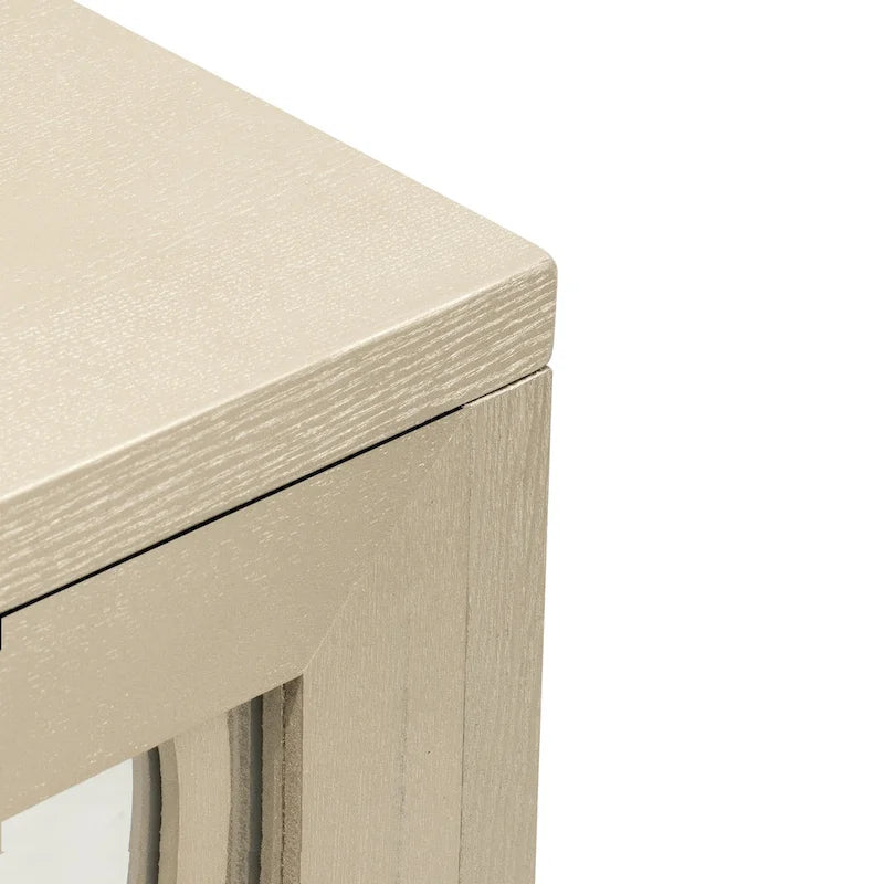 3 Door Mirrored Buffet Cabinet with Silver Handle - N/A