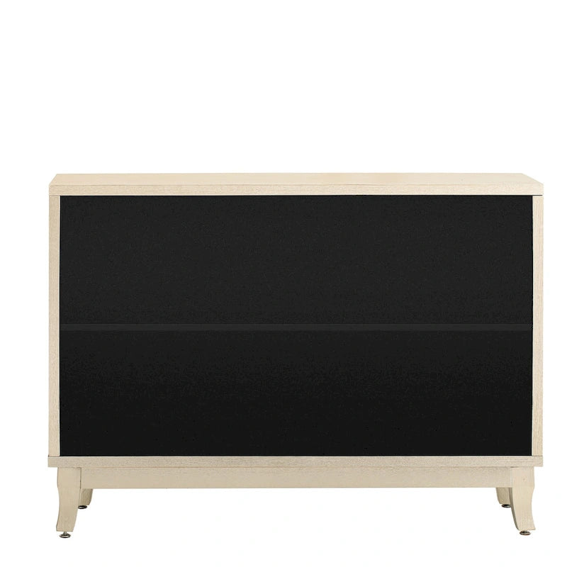 3 Door Mirrored Buffet Cabinet with Silver Handle - N/A