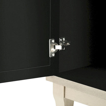 3 Door Mirrored Buffet Cabinet with Silver Handle - N/A