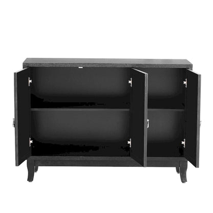 3 Door Mirrored Buffet Cabinet with Silver Handle - N/A