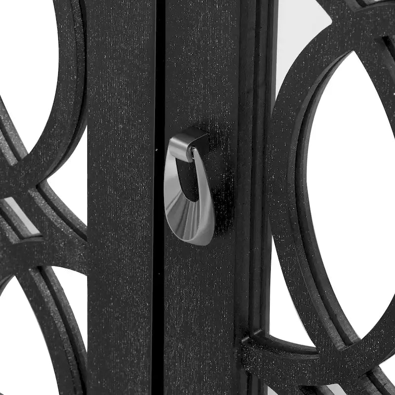 3 Door Mirrored Buffet Cabinet with Silver Handle - N/A