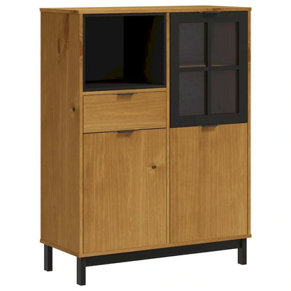 vidaXL Highboard with Glass Door FLAM 36.2x15.7x48.2 Solid Wood Pine - 36.2 x 15.7 x 48.2