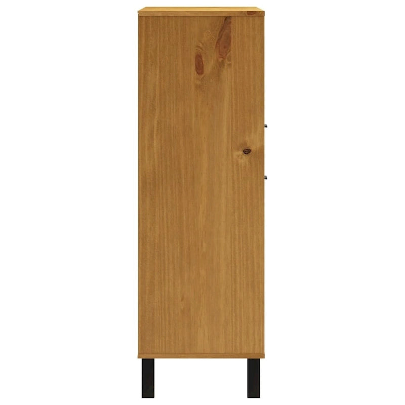 vidaXL Highboard with Glass Door FLAM 36.2x15.7x48.2 Solid Wood Pine - 36.2 x 15.7 x 48.2