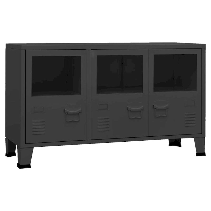 vidaXL Sideboard Industrial Storage Cabinet for Living Room Metal and Glass - 41.3 x 13.8 x 24.4