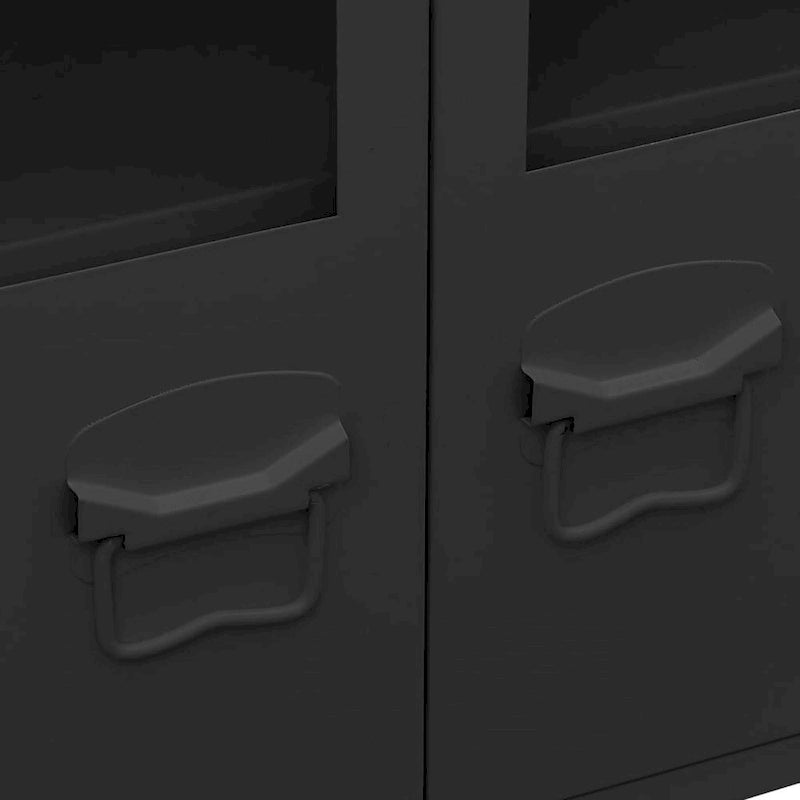 vidaXL Sideboard Industrial Storage Cabinet for Living Room Metal and Glass - 41.3 x 13.8 x 24.4