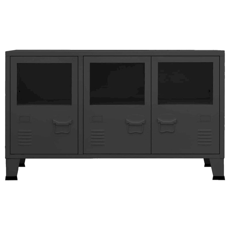 vidaXL Sideboard Industrial Storage Cabinet for Living Room Metal and Glass - 41.3 x 13.8 x 24.4