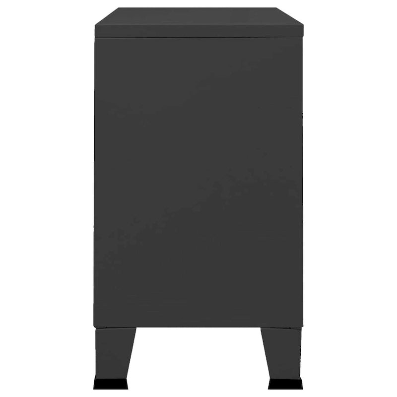 vidaXL Sideboard Industrial Storage Cabinet for Living Room Metal and Glass - 41.3 x 13.8 x 24.4