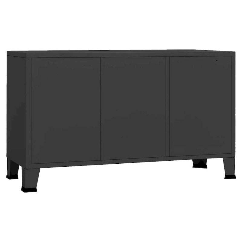 vidaXL Sideboard Industrial Storage Cabinet for Living Room Metal and Glass - 41.3 x 13.8 x 24.4