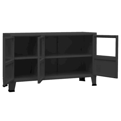 vidaXL Sideboard Industrial Storage Cabinet for Living Room Metal and Glass - 41.3 x 13.8 x 24.4
