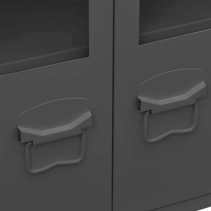 vidaXL Sideboard Industrial Storage Cabinet for Living Room Metal and Glass - 41.3 x 13.8 x 24.4