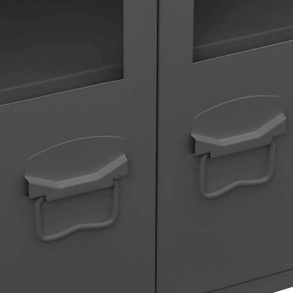 vidaXL Sideboard Industrial Storage Cabinet for Living Room Metal and Glass - 41.3 x 13.8 x 24.4