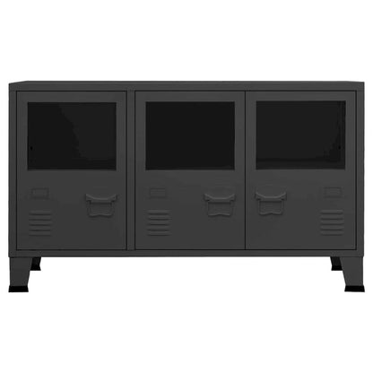 vidaXL Sideboard Industrial Storage Cabinet for Living Room Metal and Glass - 41.3 x 13.8 x 24.4