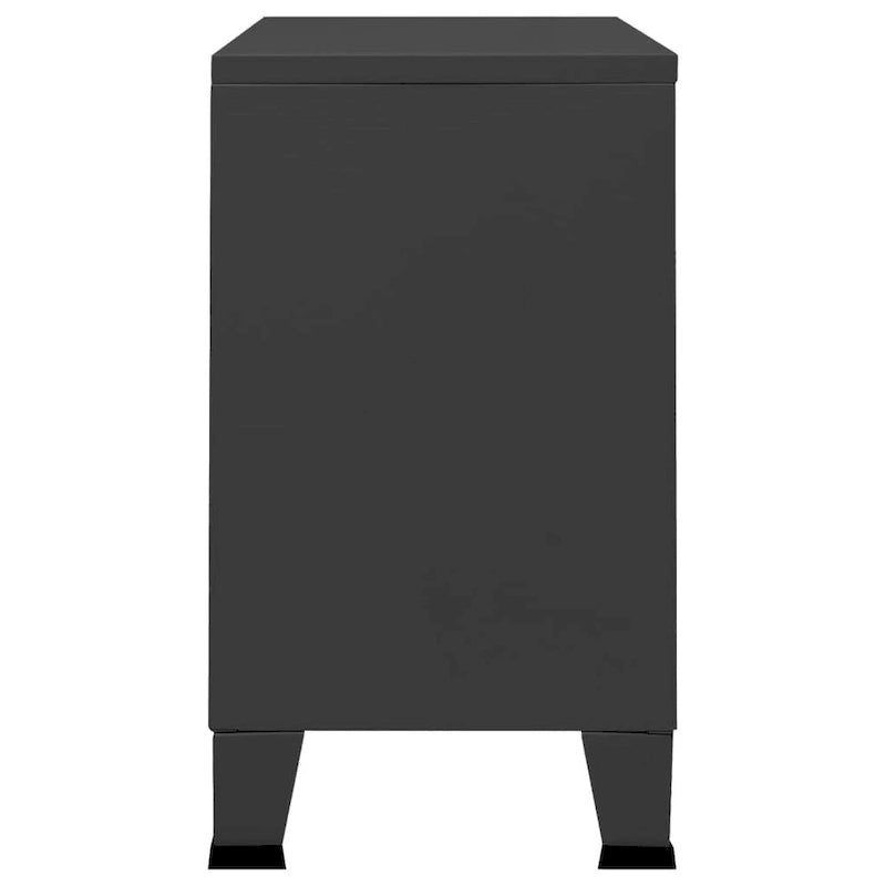 vidaXL Sideboard Industrial Storage Cabinet for Living Room Metal and Glass - 41.3 x 13.8 x 24.4