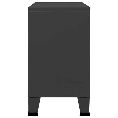 vidaXL Sideboard Industrial Storage Cabinet for Living Room Metal and Glass - 41.3 x 13.8 x 24.4