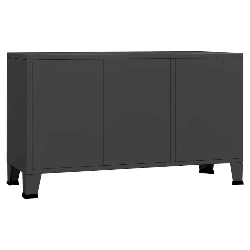 vidaXL Sideboard Industrial Storage Cabinet for Living Room Metal and Glass - 41.3 x 13.8 x 24.4