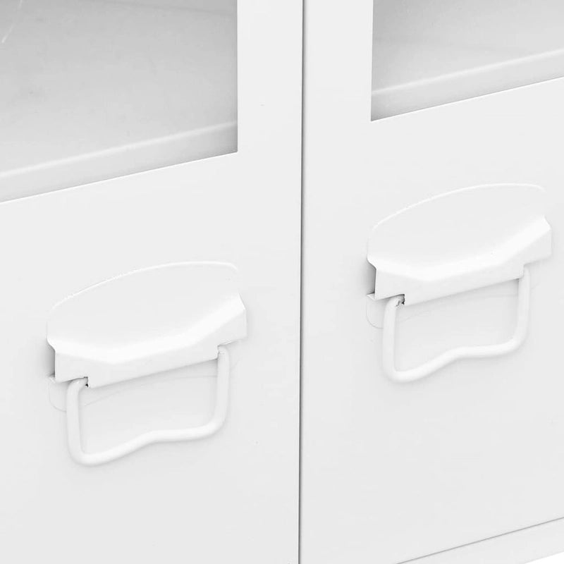 vidaXL Sideboard Industrial Storage Cabinet for Living Room Metal and Glass - 41.3 x 13.8 x 24.4