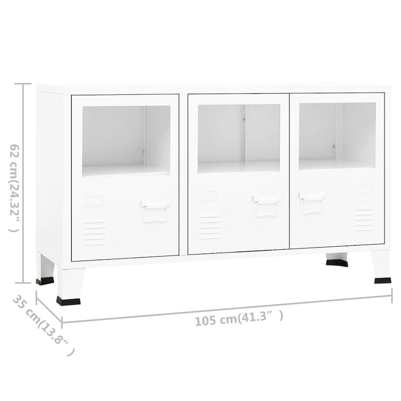 vidaXL Sideboard Industrial Storage Cabinet for Living Room Metal and Glass - 41.3 x 13.8 x 24.4