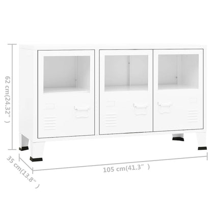 vidaXL Sideboard Industrial Storage Cabinet for Living Room Metal and Glass - 41.3 x 13.8 x 24.4