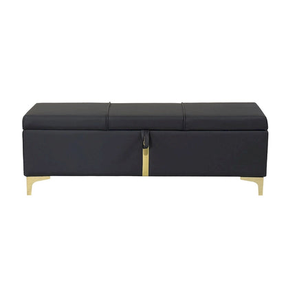Elegant Upholstered Storage Ottoman,Storage Bench with Metal Legs for Bedroom,Living Room,Fully Assembled Except Legs