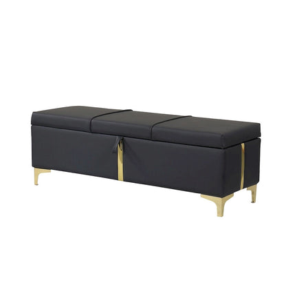 Elegant Upholstered Storage Ottoman,Storage Bench with Metal Legs for Bedroom,Living Room,Fully Assembled Except Legs