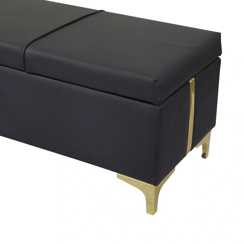 Elegant Upholstered Storage Ottoman,Storage Bench with Metal Legs for Bedroom,Living Room,Fully Assembled Except Legs