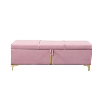 Elegant Upholstered Storage Ottoman,Storage Bench with Metal Legs for Bedroom,Living Room,Fully Assembled Except Legs