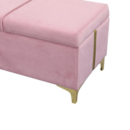Elegant Upholstered Storage Ottoman,Storage Bench with Metal Legs for Bedroom,Living Room,Fully Assembled Except Legs