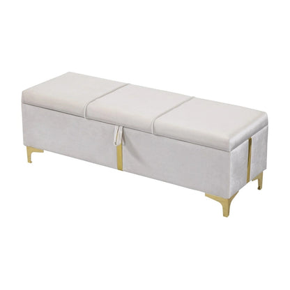 Elegant Upholstered Storage Ottoman,Storage Bench with Metal Legs for Bedroom,Living Room,Fully Assembled Except Legs