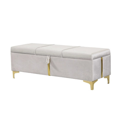 Elegant Upholstered Storage Ottoman,Storage Bench with Metal Legs for Bedroom,Living Room,Fully Assembled Except Legs