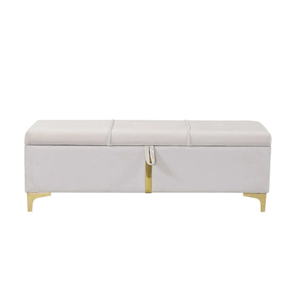 Elegant Upholstered Storage Ottoman,Storage Bench with Metal Legs for Bedroom,Living Room,Fully Assembled Except Legs