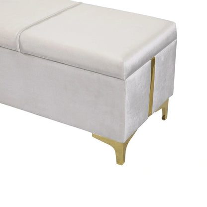 Elegant Upholstered Storage Ottoman,Storage Bench with Metal Legs for Bedroom,Living Room,Fully Assembled Except Legs