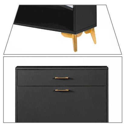 Modern Stylish Wooden Shoe Storage Cabinet with Gold Metal Handles and Legs