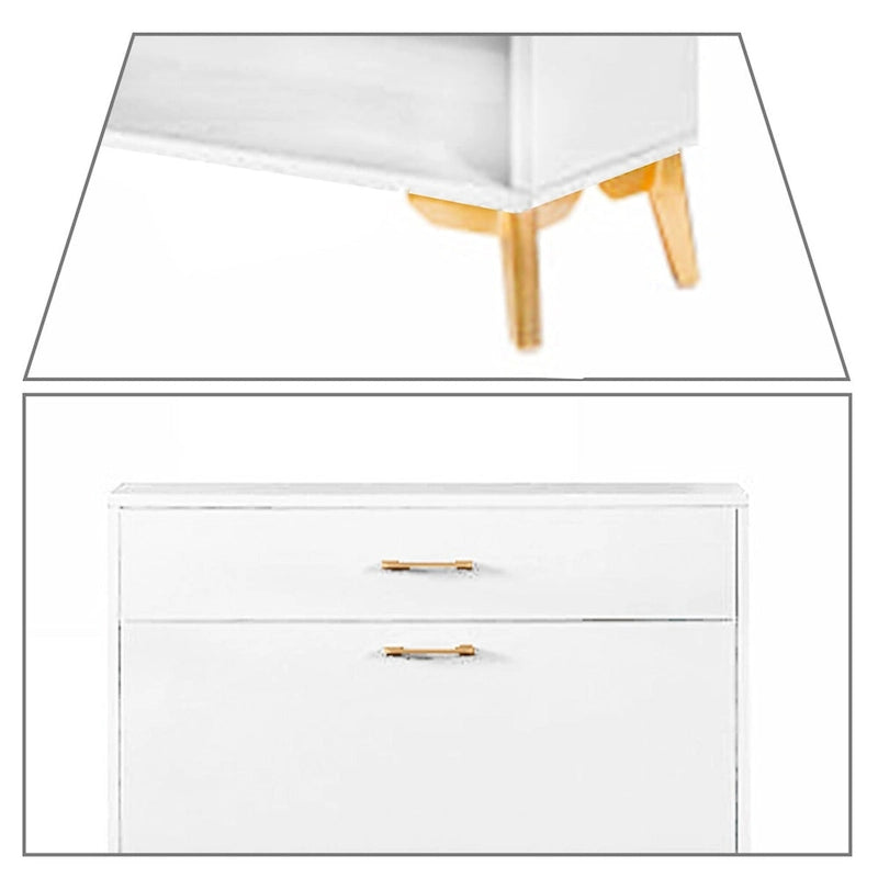 Modern Stylish Wooden Shoe Storage Cabinet with Gold Metal Handles and Legs