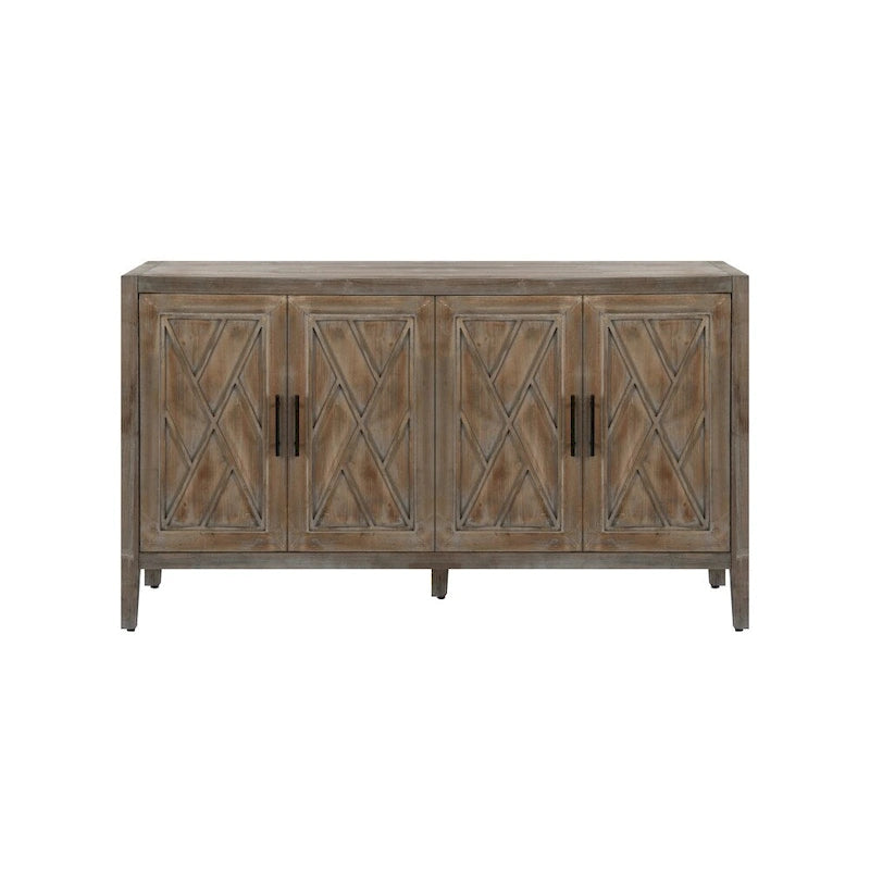 59.8in Vintage 4 Door Wooden Sideboard Living Room Entryway Cabinet