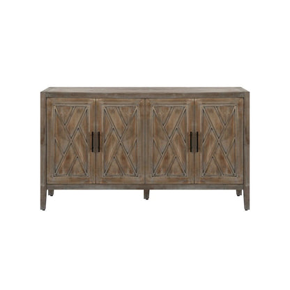 59.8in Vintage 4 Door Wooden Sideboard Living Room Entryway Cabinet