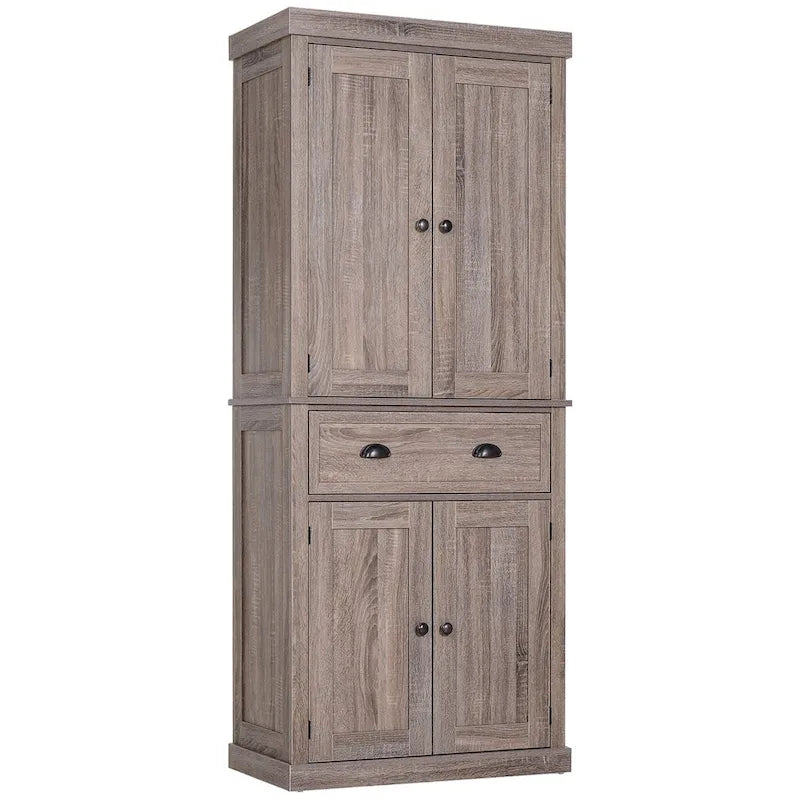 72 Freestanding Kitchen Pantry Cabinet, Tall Storage Cabinet with 2 Door Cupboards, 2 Drawers and Adjustable Shelves